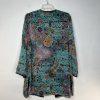American Glamour Badgley Mischka Cardigan M Green Floral Tunic Casual Open Front