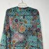 American Glamour Badgley Mischka Cardigan M Green Floral Tunic Casual Open Front
