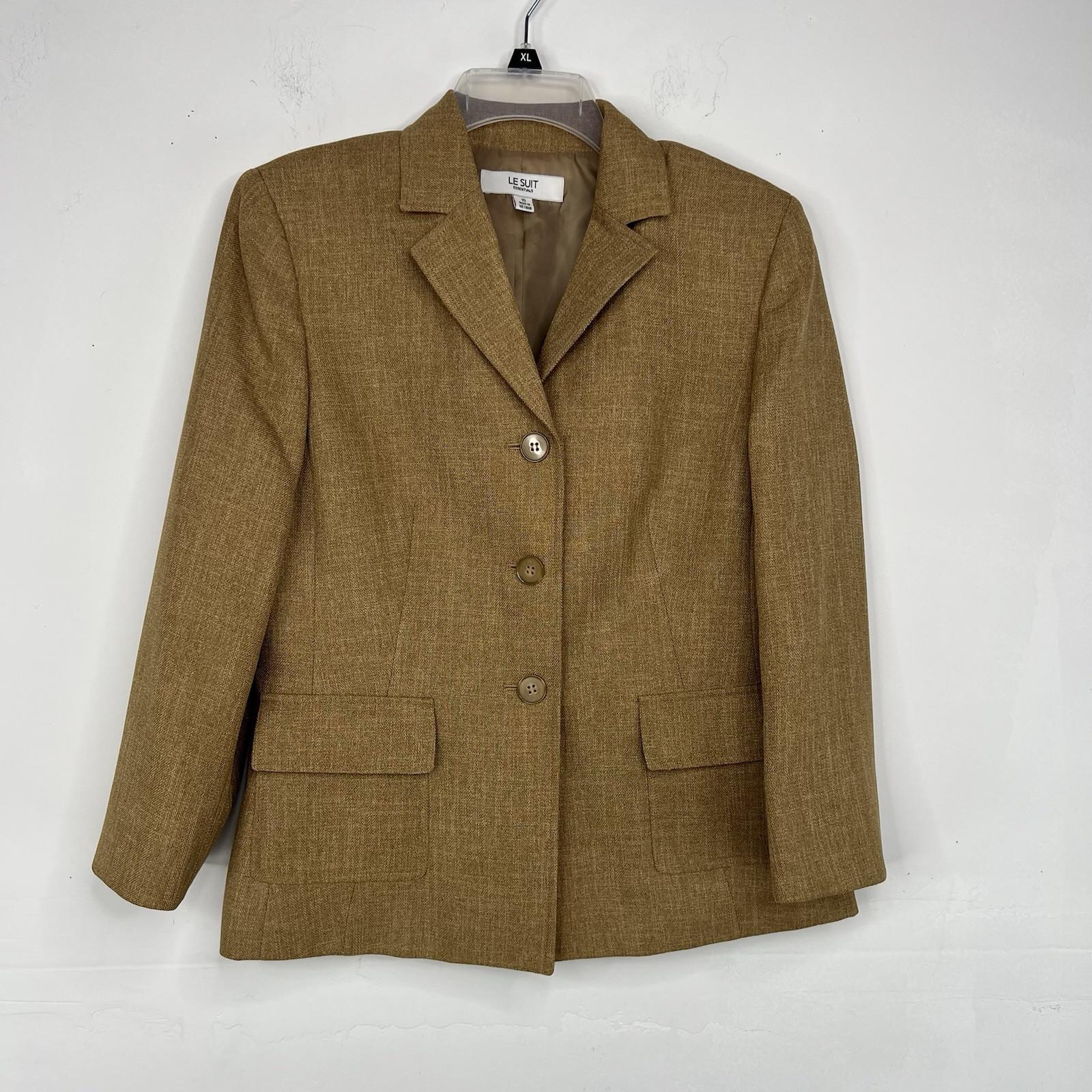 LE SUIT Polyester Pant Suit Size 10 Peanut Lined Pockets Career Notch Collar 2PC