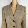 Kasper Fair Lakes Skirt Suit Size 14 Mustard Multi Collared Classic Timeless 2PC