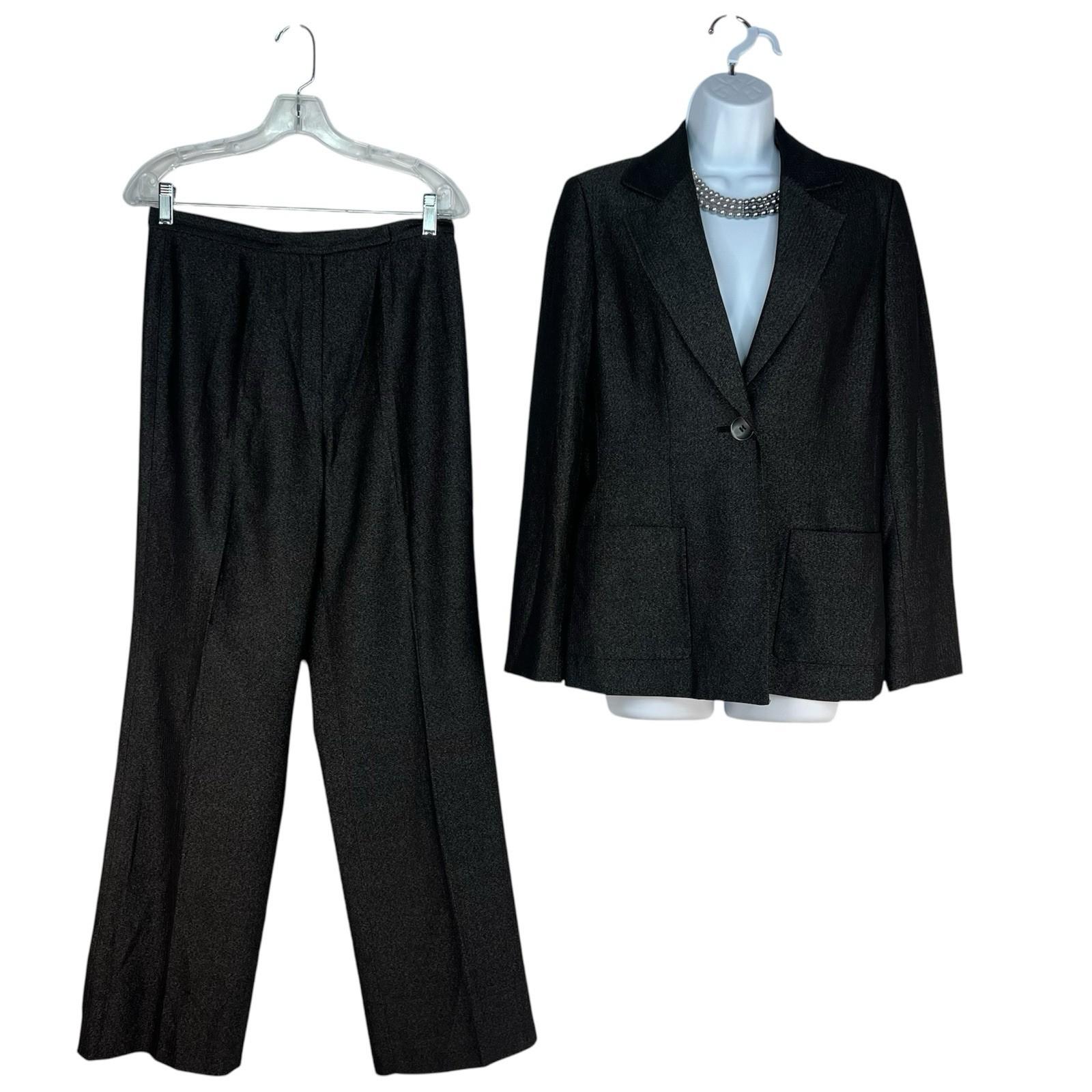 s-l1600-291.jpg Le Suit Polyester Rayon Pant Suit Size 8 Black Business Notch Collar Pockets 2PC