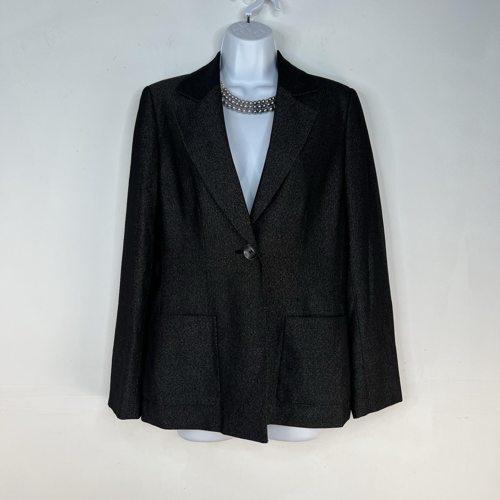 s-l1600-293.jpg Le Suit Polyester Rayon Pant Suit Size 8 Black Business Notch Collar Pockets 2PC
