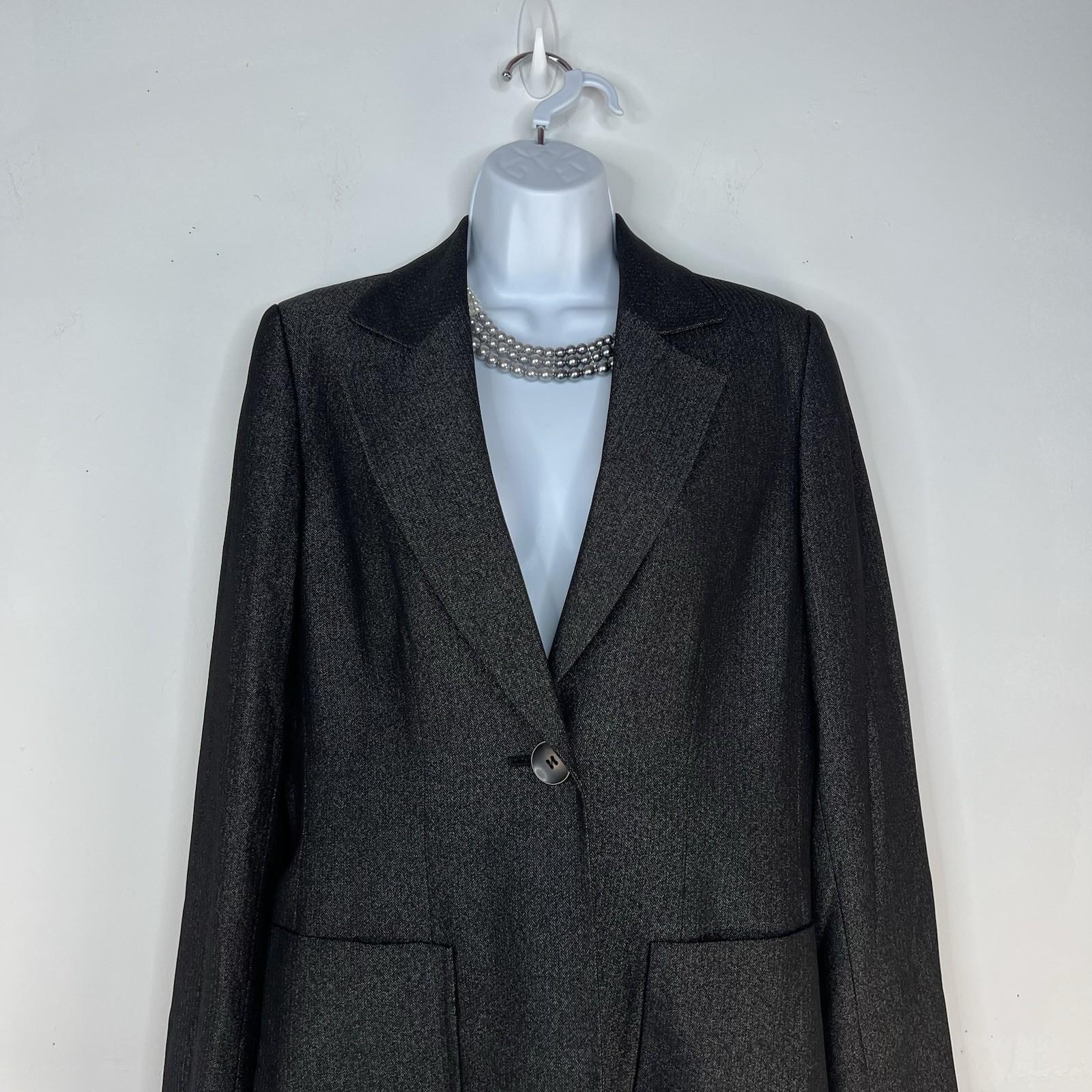 s-l1600-294.jpg Le Suit Polyester Rayon Pant Suit Size 8 Black Business Notch Collar Pockets 2PC