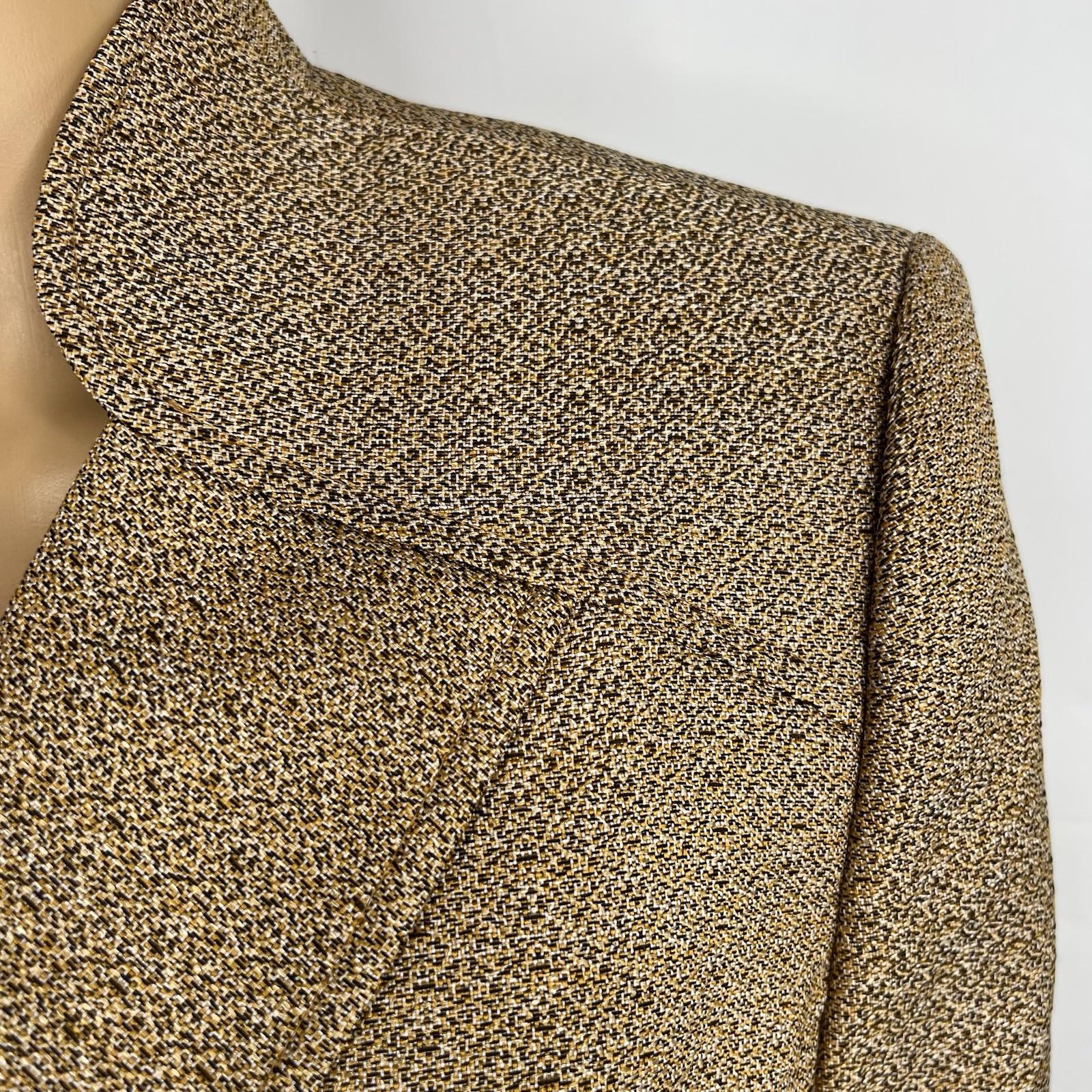 Kasper Fair Lakes Skirt Suit Size 14 Mustard Multi Collared Classic Timeless 2PC