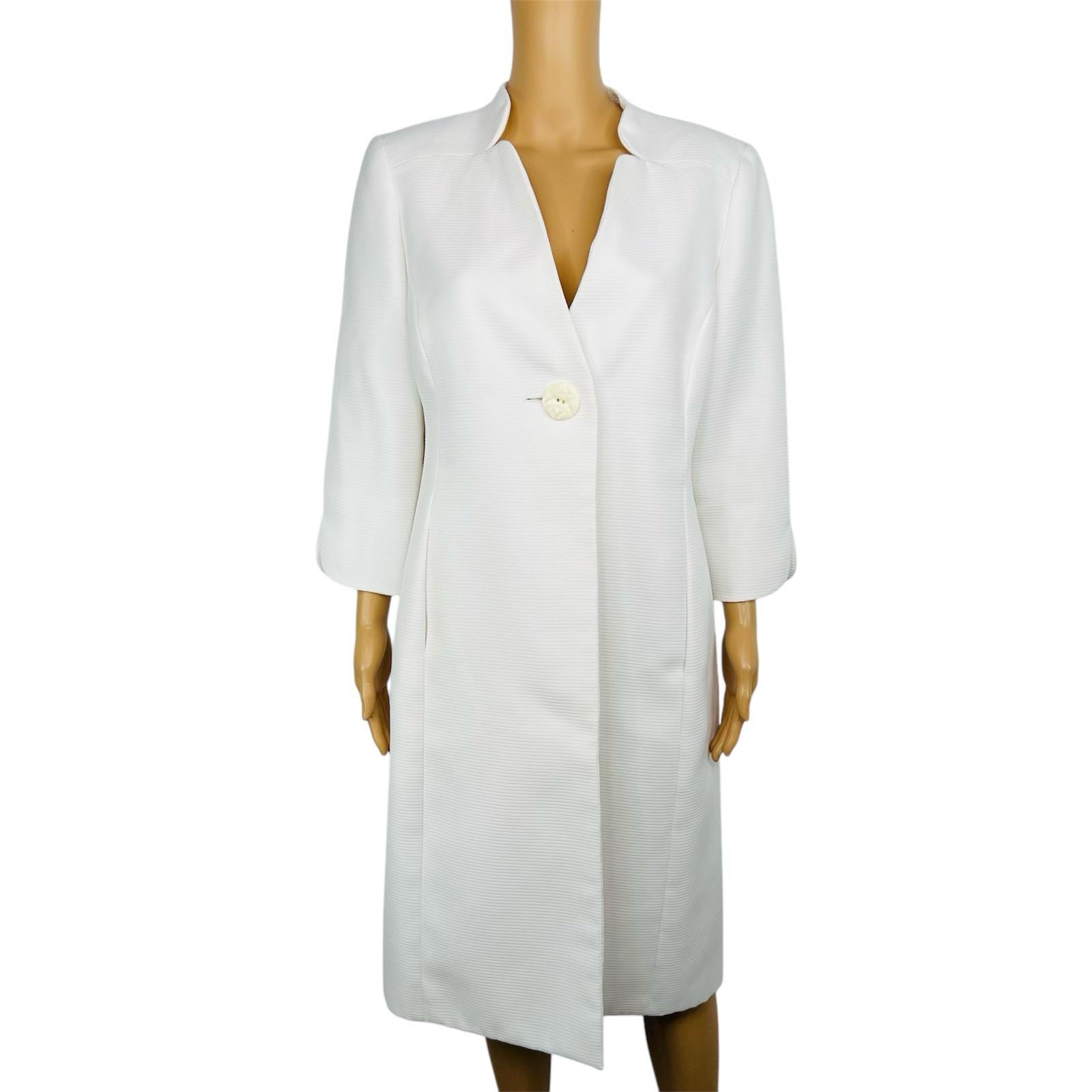 Le Suit Midi Blazer Size 10 White Stand Up Collar Business Twill Lined Pockets