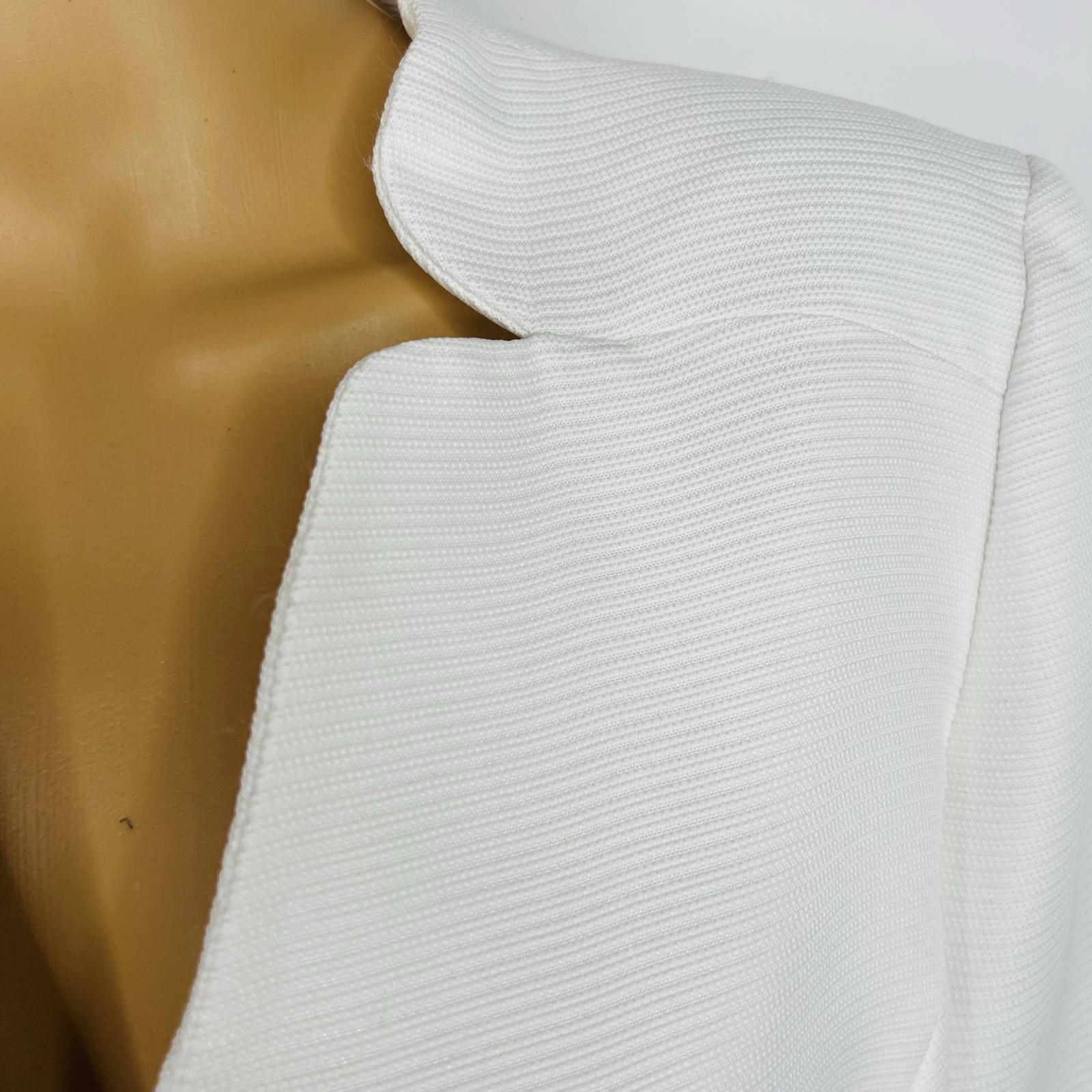 Le Suit Midi Blazer Size 10 White Stand Up Collar Business Twill Lined Pockets