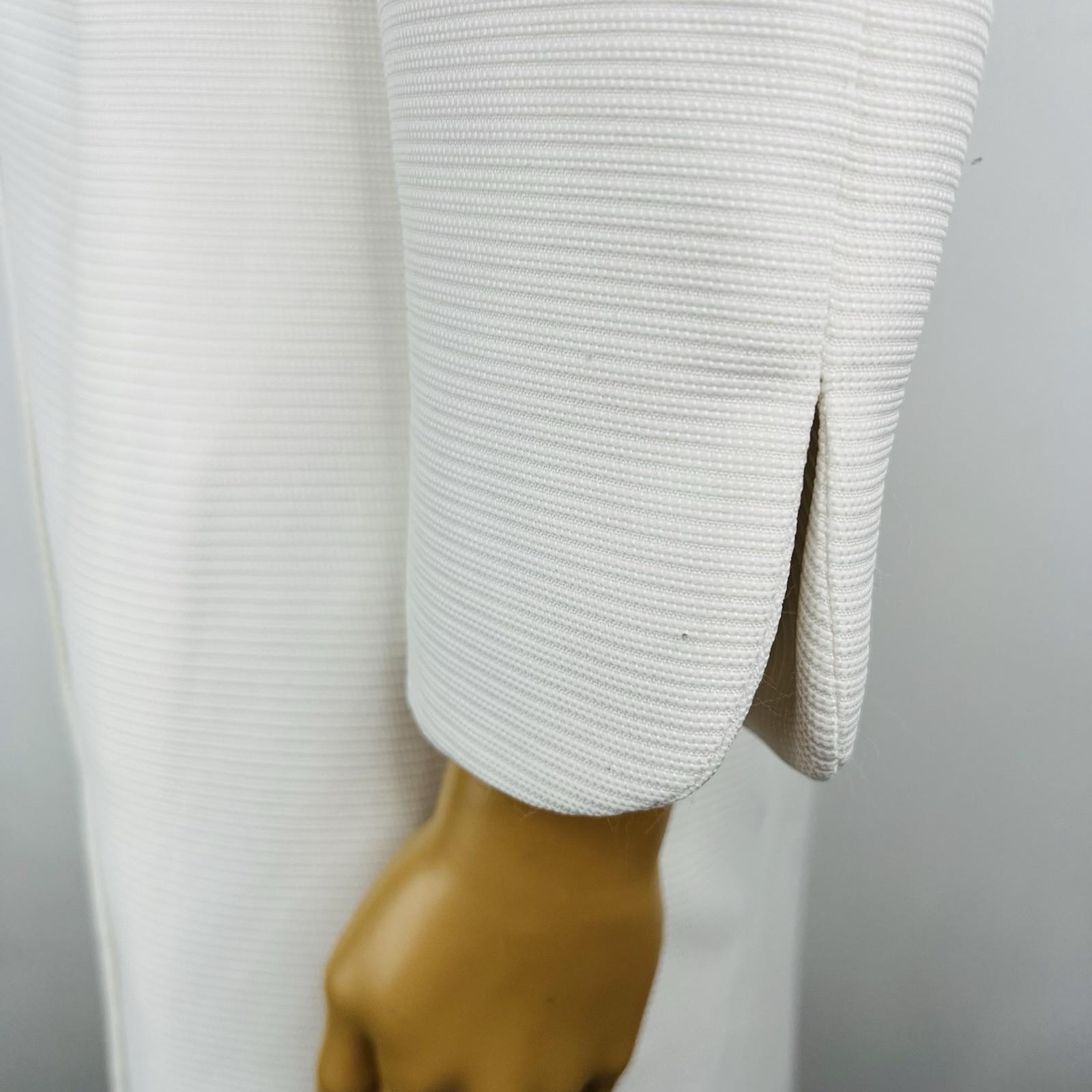 Le Suit Midi Blazer Size 10 White Stand Up Collar Business Twill Lined Pockets