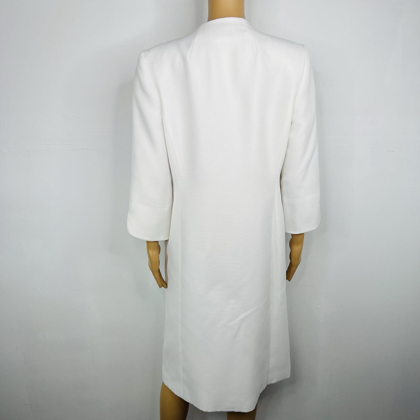 Le Suit Midi Blazer Size 10 White Stand Up Collar Business Twill Lined Pockets