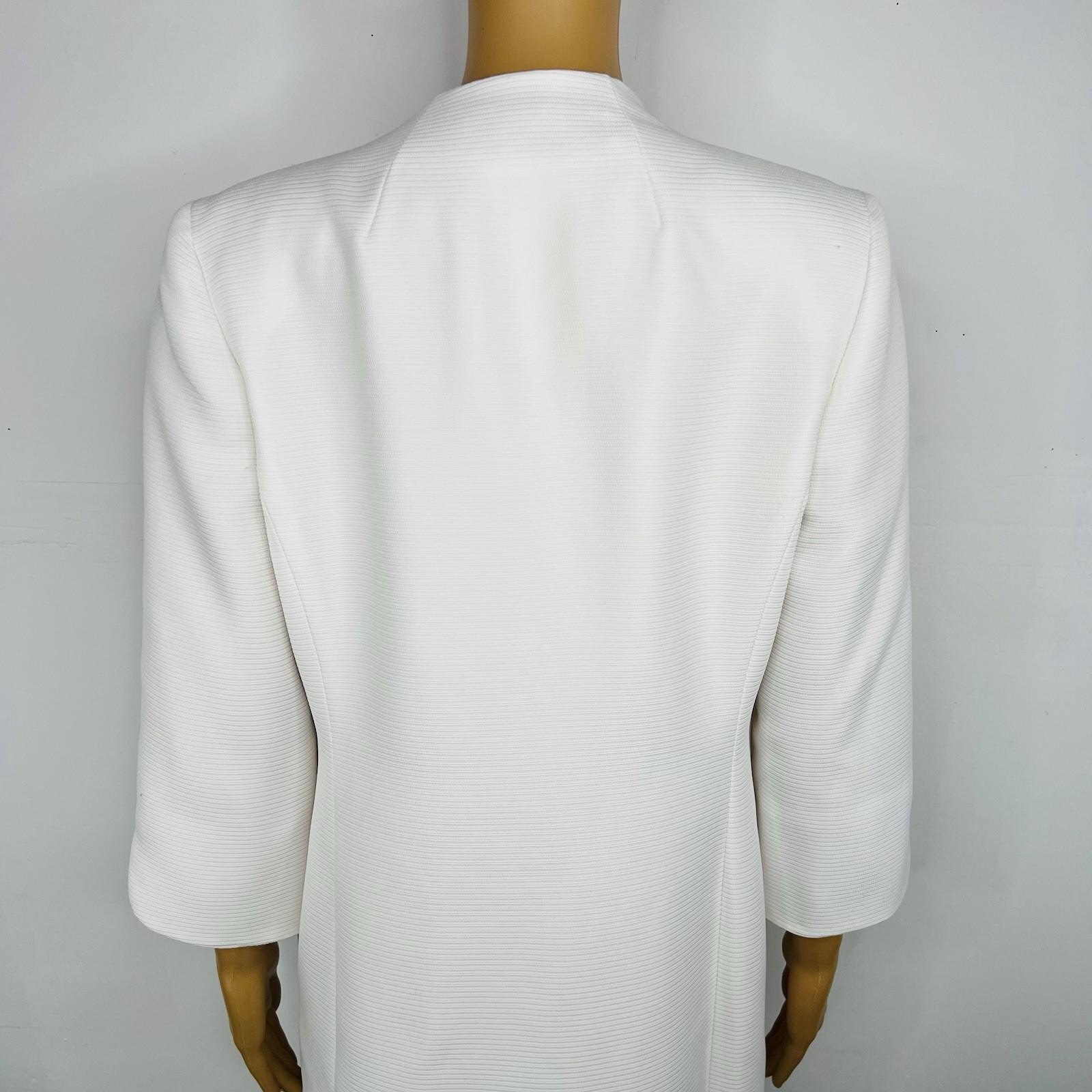 Le Suit Midi Blazer Size 10 White Stand Up Collar Business Twill Lined Pockets