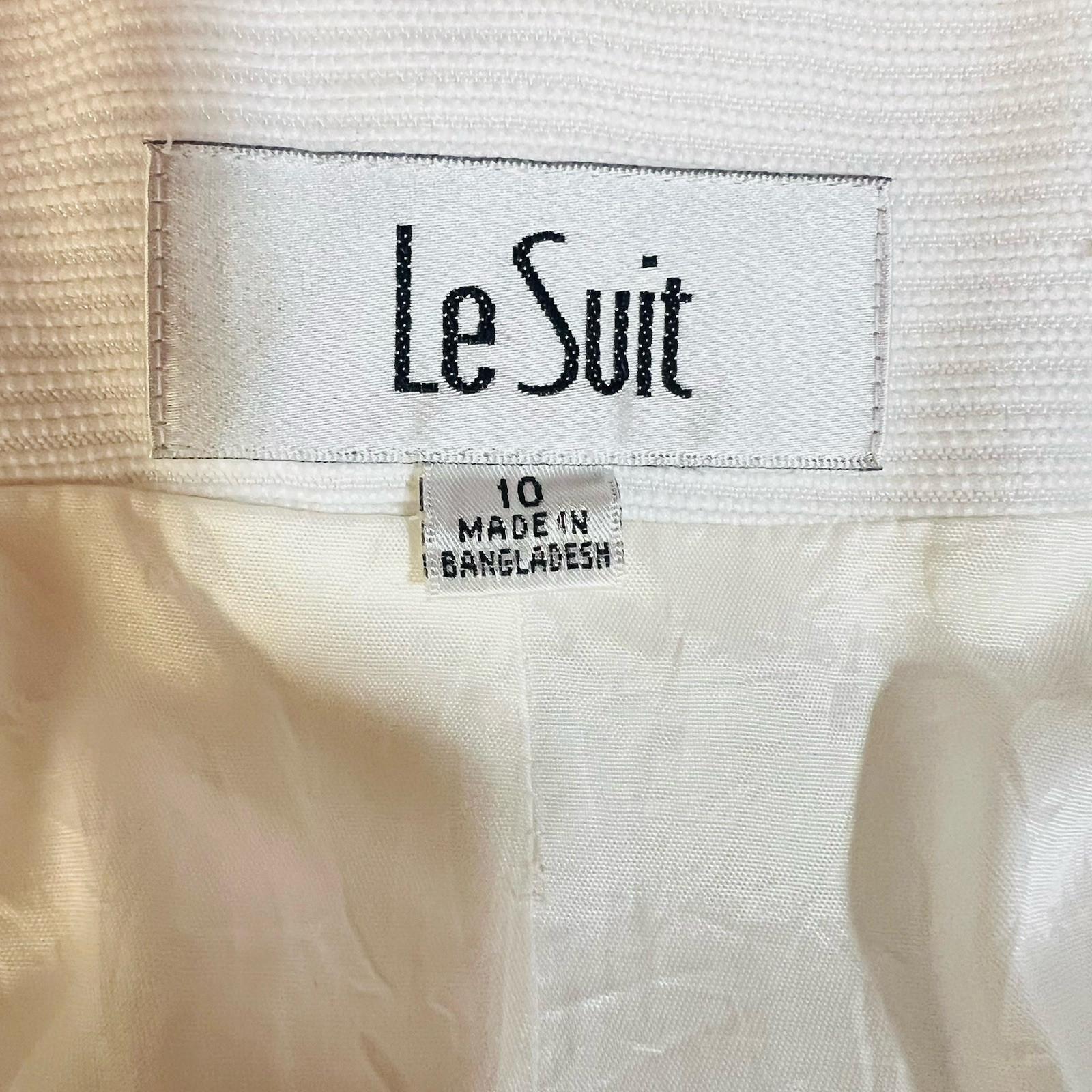 Le Suit Midi Blazer Size 10 White Stand Up Collar Business Twill Lined Pockets