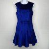 Ted Baker Maryann Blue Velvet Dress Size 4 Ruffle Bow Mini Luxurious Flared New