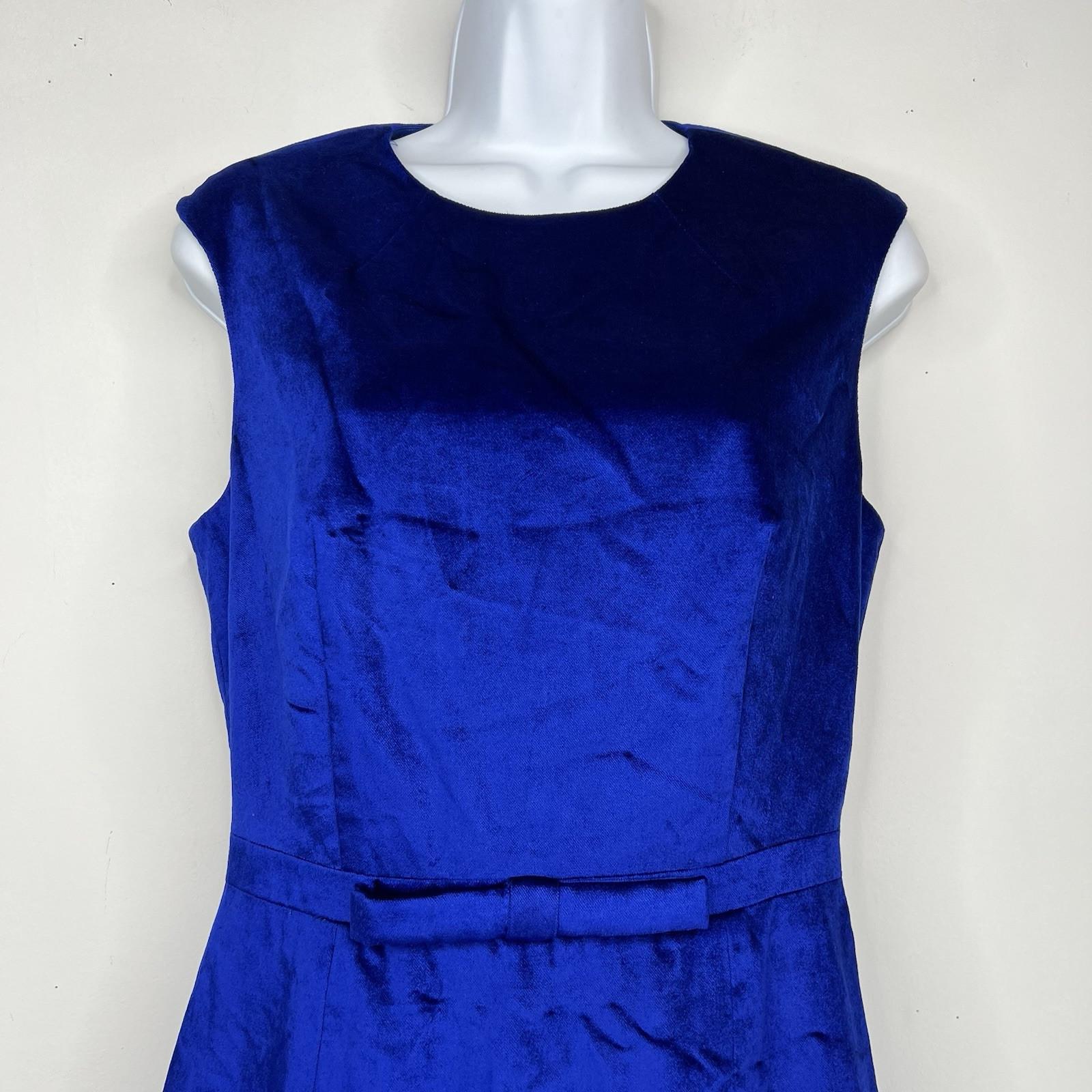 Ted Baker Maryann Blue Velvet Dress Size 4 Ruffle Bow Mini Luxurious Flared New