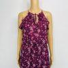 White House Black Market Ruffle Floral Maxi Dress 2 Purple Sleeveless Chiffon