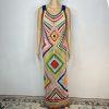 No 1 Los Angeles Crochet Maxi Dress Multicolor Size L Diamond Knit Quadricor