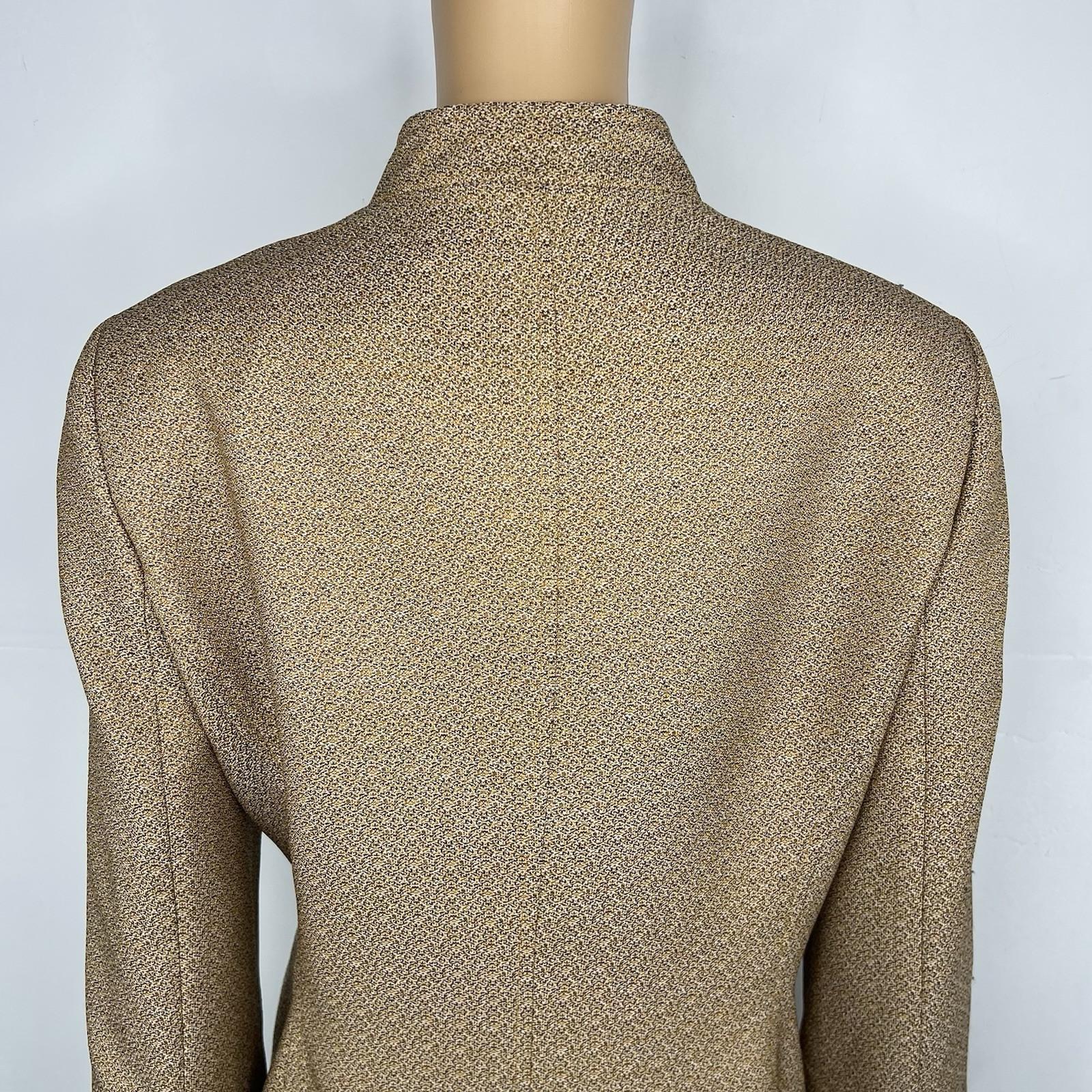 Kasper Fair Lakes Skirt Suit Size 14 Mustard Multi Collared Classic Timeless 2PC