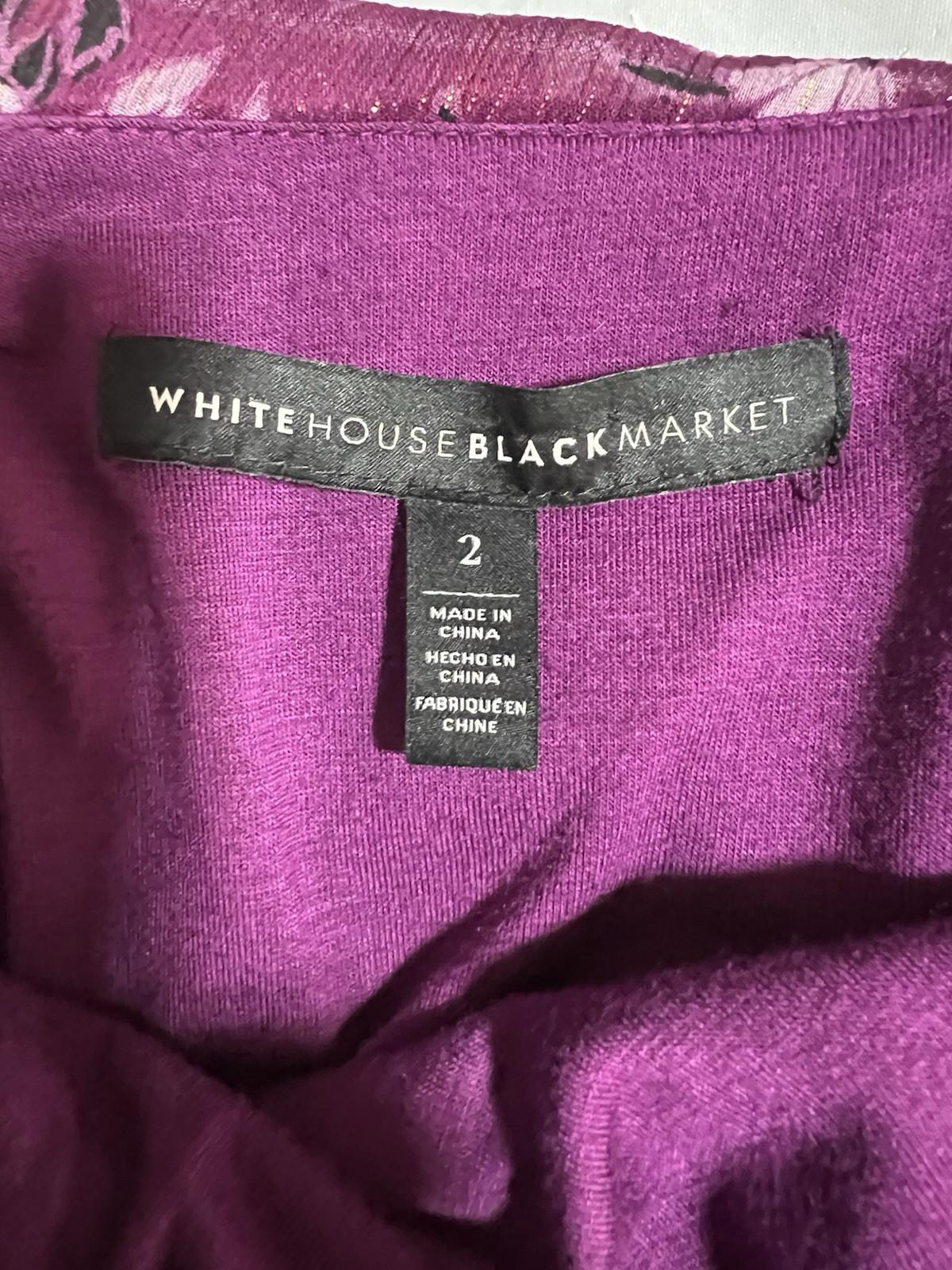 White House Black Market Ruffle Floral Maxi Dress 2 Purple Sleeveless Chiffon