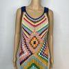 No 1 Los Angeles Crochet Maxi Dress Multicolor Size L Diamond Knit Quadricor