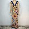 No 1 Los Angeles Crochet Maxi Dress Multicolor Size L Diamond Knit Quadricor