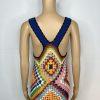 No 1 Los Angeles Crochet Maxi Dress Multicolor Size L Diamond Knit Quadricor