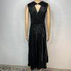 Spanx Silky Satin Like Slip Dress M Flare Midi Classic Black Sleeveless Carefree