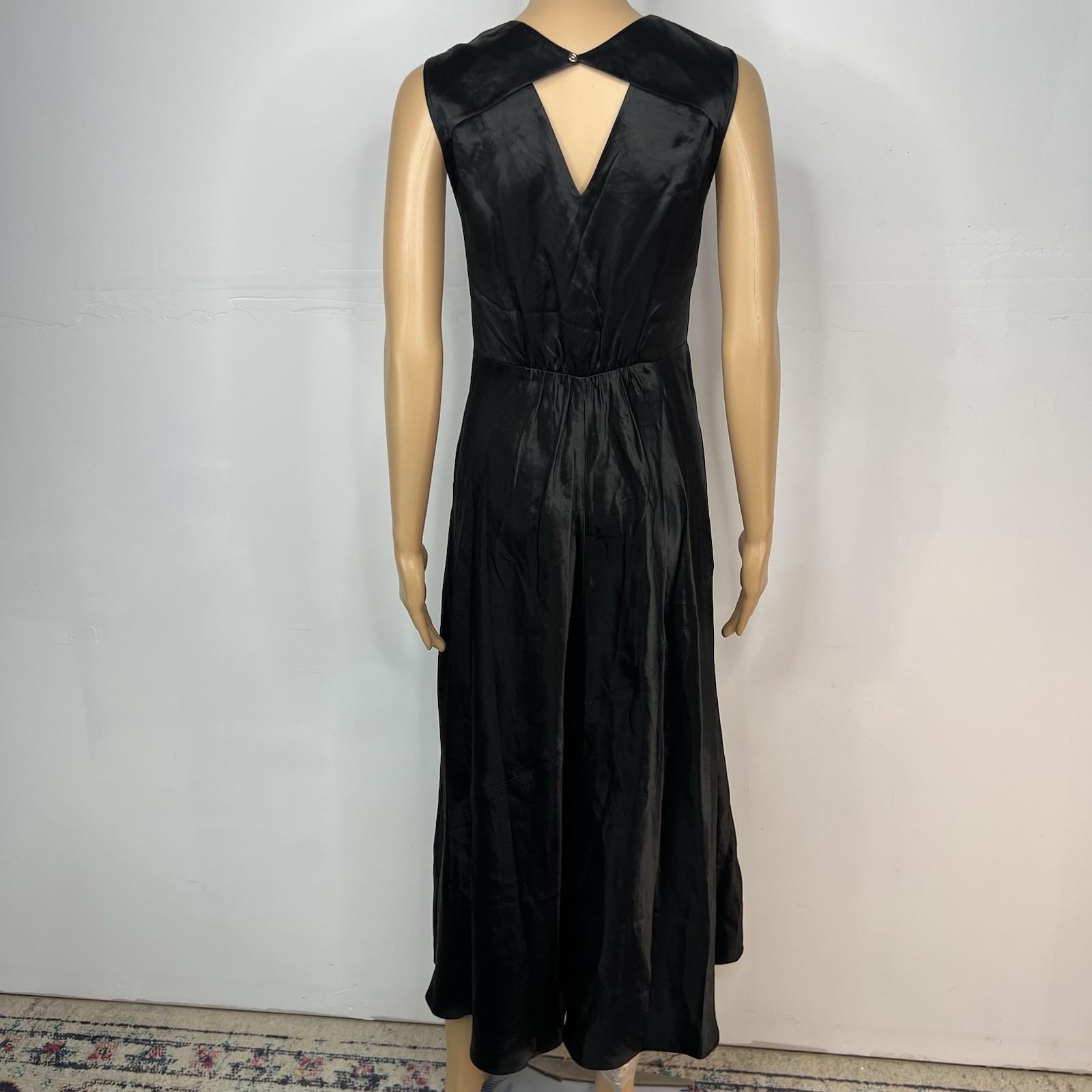 Spanx Silky Satin Like Slip Dress M Flare Midi Classic Black Sleeveless Carefree