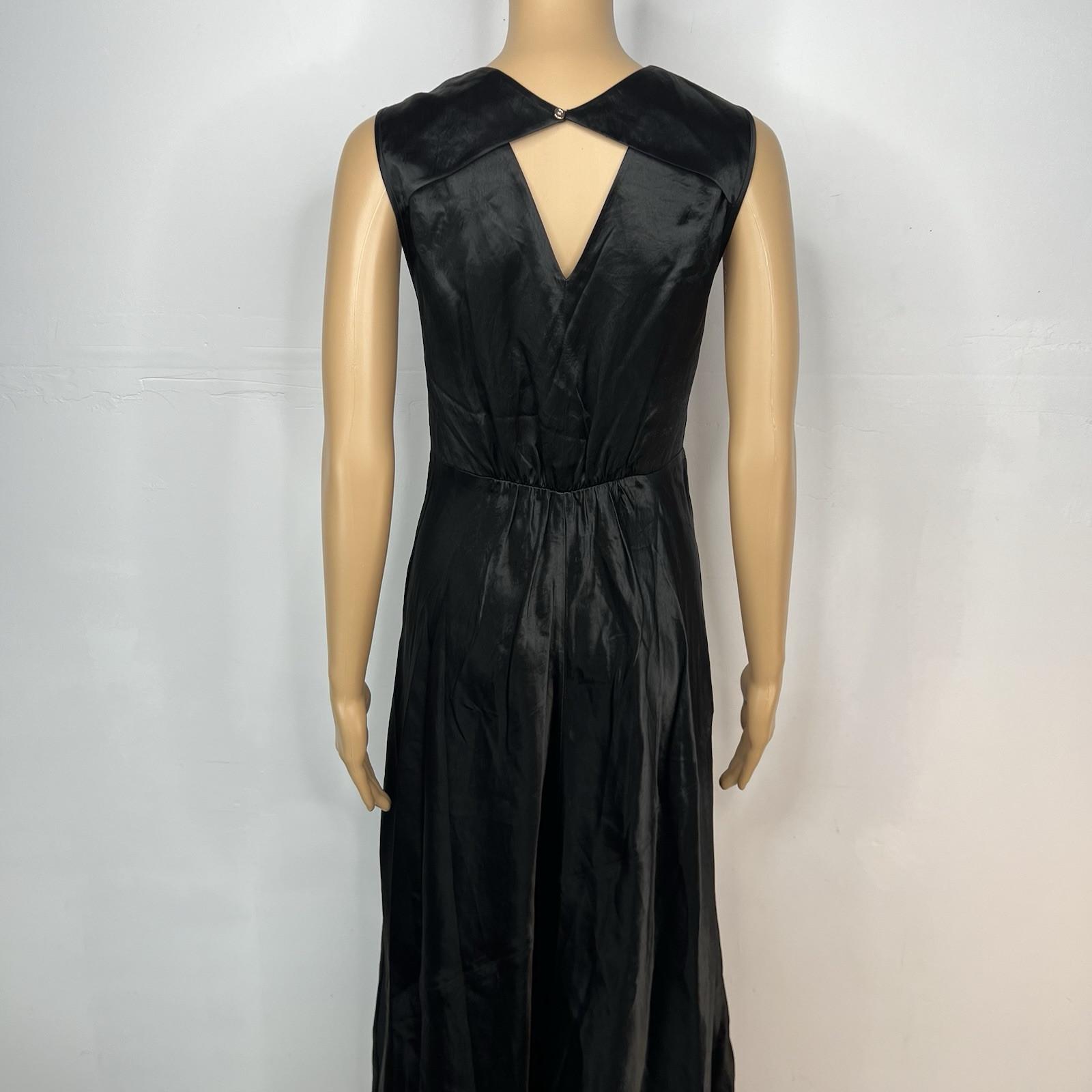 Spanx Silky Satin Like Slip Dress M Flare Midi Classic Black Sleeveless Carefree