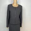 Calvin Klein Polyester Blend Skirt 10 Suit 12 Gray Career Zip Up 2PC Stretch