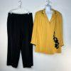 John Meyer Polyester Pant Suit 20W Soft Yellow Black Peak Collar 2PC Pockets New