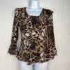 Alberto Makali Crinkle Animal Print Blouse S Stretch Babydoll Bell Sleeve Ruffle