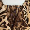 Alberto Makali Crinkle Animal Print Blouse S Stretch Babydoll Bell Sleeve Ruffle