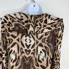 Alberto Makali Crinkle Animal Print Blouse S Stretch Babydoll Bell Sleeve Ruffle