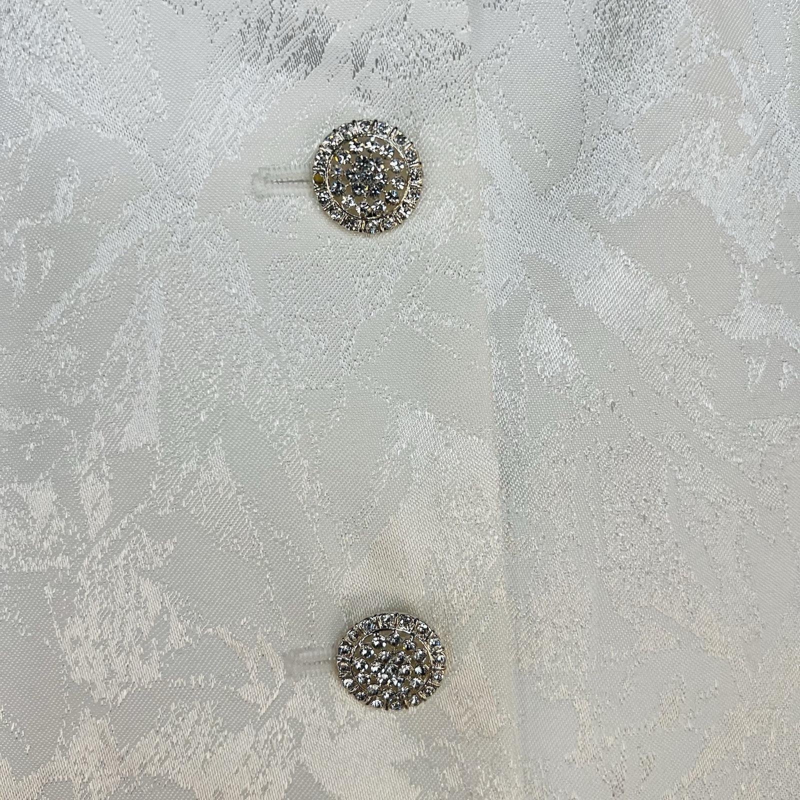 John Meyer Polyester Skirt Suit 10 White Floral Shiny Bell Sleeves Cocktail New
