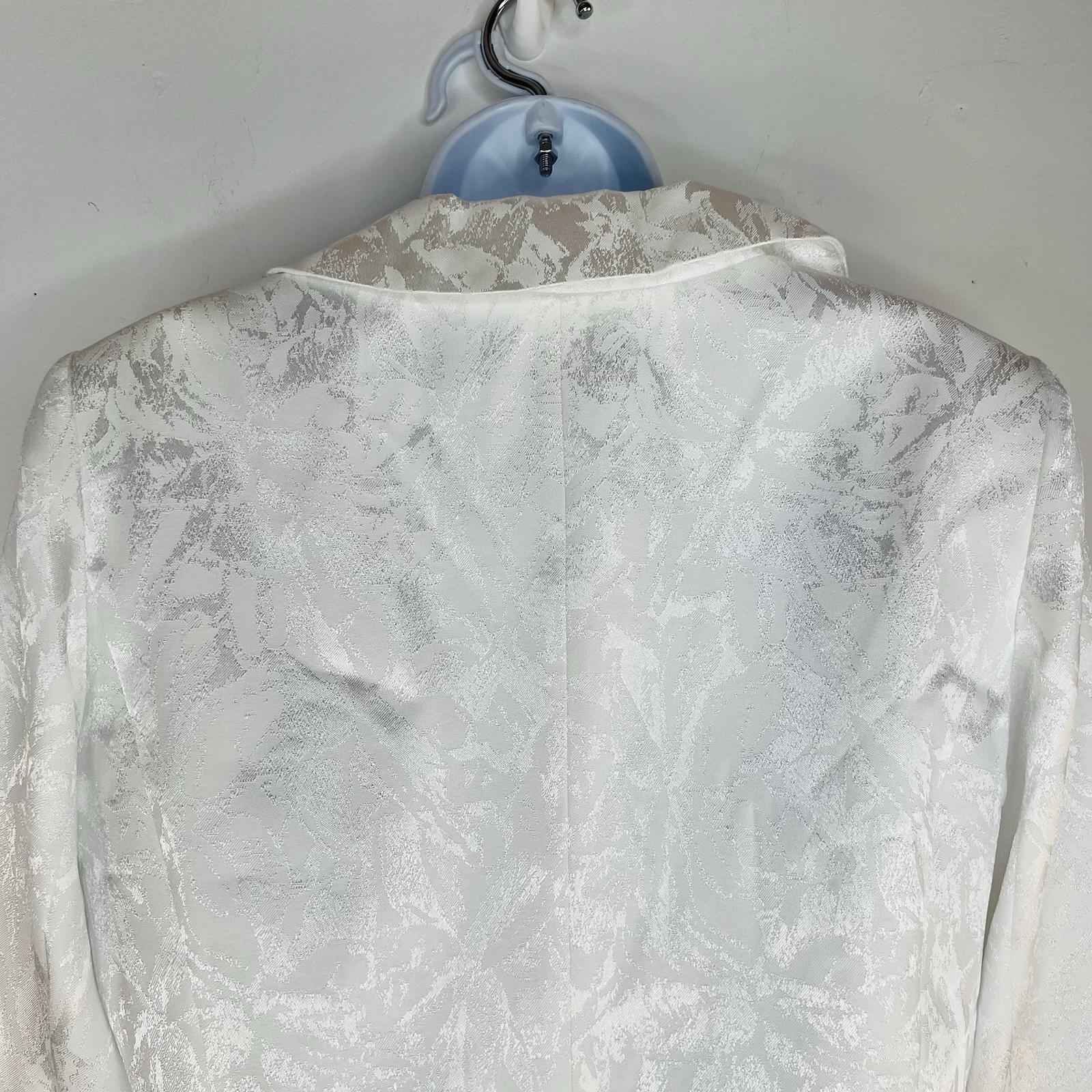 John Meyer Polyester Skirt Suit 10 White Floral Shiny Bell Sleeves Cocktail New