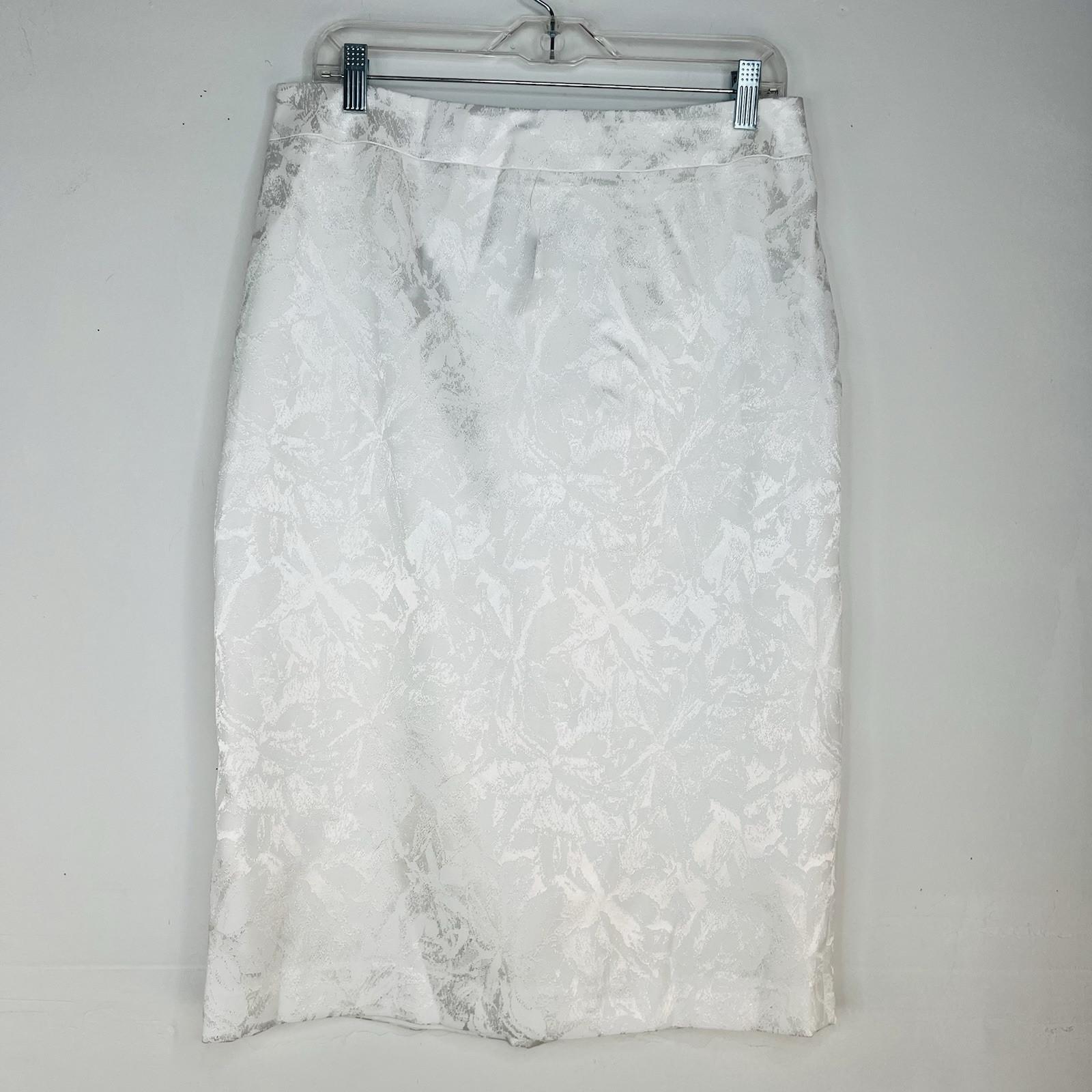 John Meyer Polyester Skirt Suit 10 White Floral Shiny Bell Sleeves Cocktail New