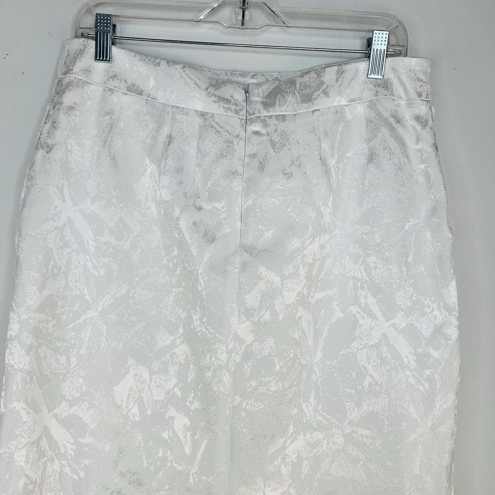 John Meyer Polyester Skirt Suit 10 White Floral Shiny Bell Sleeves Cocktail New