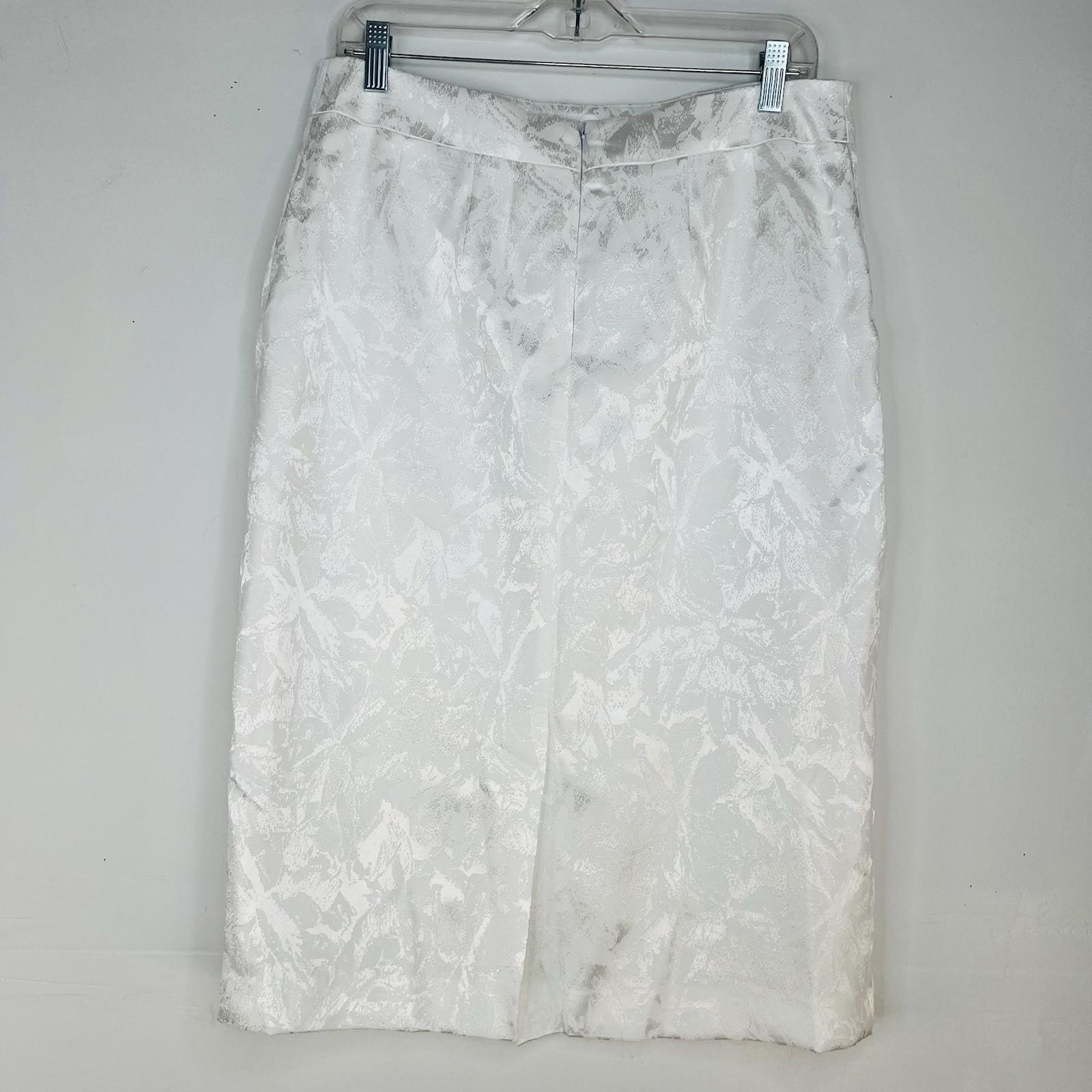 John Meyer Polyester Skirt Suit 10 White Floral Shiny Bell Sleeves Cocktail New