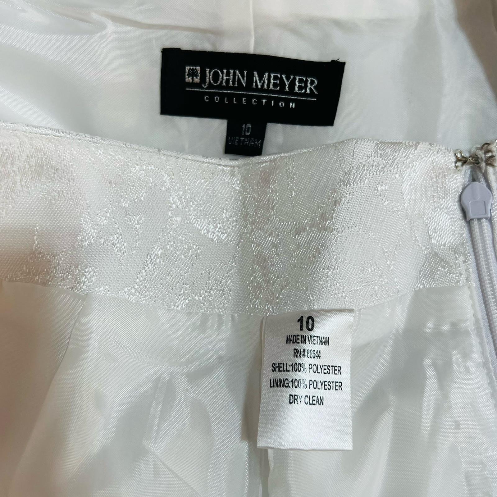 John Meyer Polyester Skirt Suit 10 White Floral Shiny Bell Sleeves Cocktail New