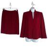 Kasper Women Polyester Skirt Suit Size 8P Red Lined Stand Up Collar 2PC Business