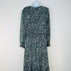 1 State Maxi Dress M Smocked Waist Green Floral Boho Ruffle High Low Long Sleeve