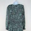 1 State Maxi Dress M Smocked Waist Green Floral Boho Ruffle High Low Long Sleeve