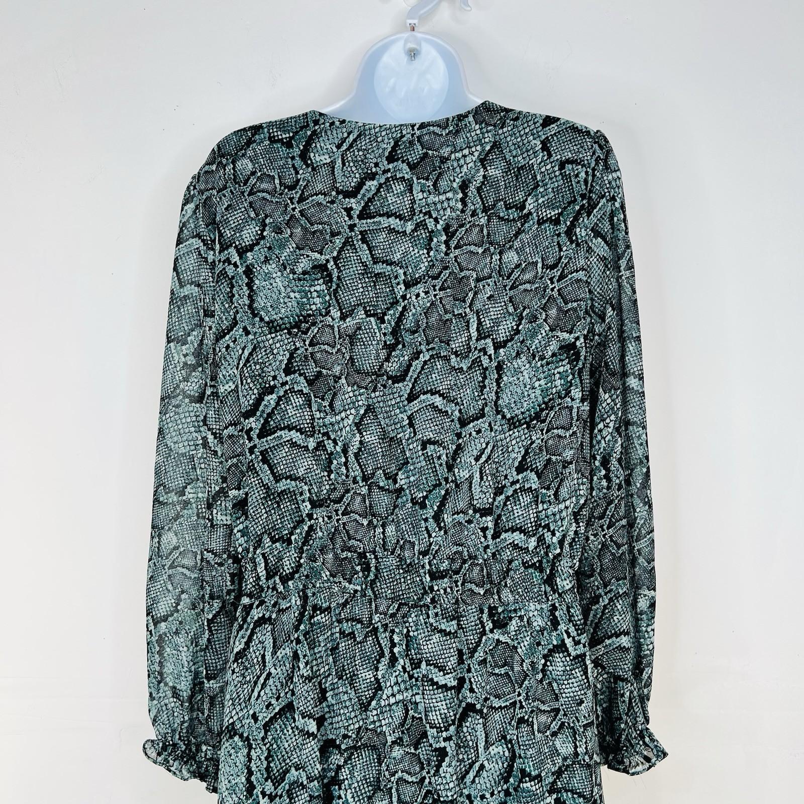 1 State Maxi Dress M Smocked Waist Green Floral Boho Ruffle High Low Long Sleeve