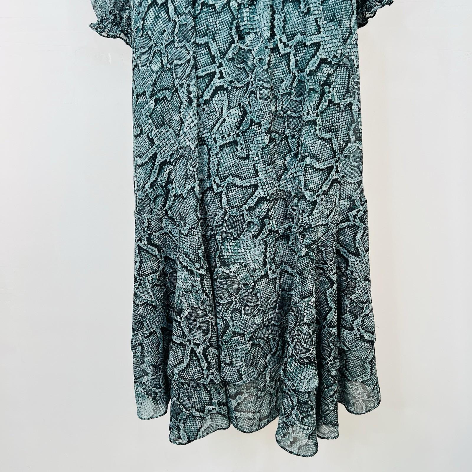 1 State Maxi Dress M Smocked Waist Green Floral Boho Ruffle High Low Long Sleeve