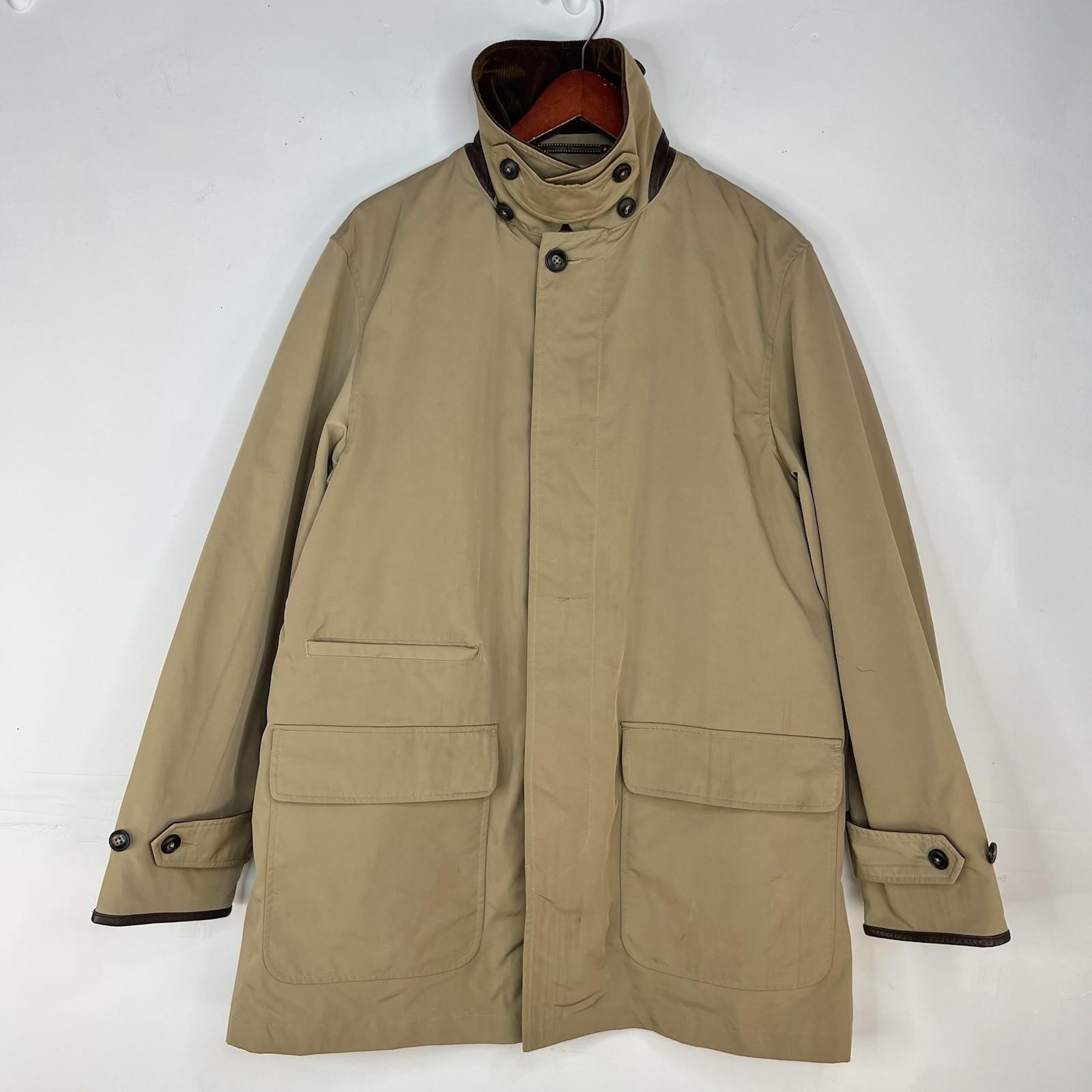 VTG Polo Ralph Lauren Jacket Trench Coat M Tan Chore Hunting Sportsman Barn