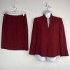 Kasper Women Polyester Skirt Suit Size 8P Red Lined Stand Up Collar 2PC Business
