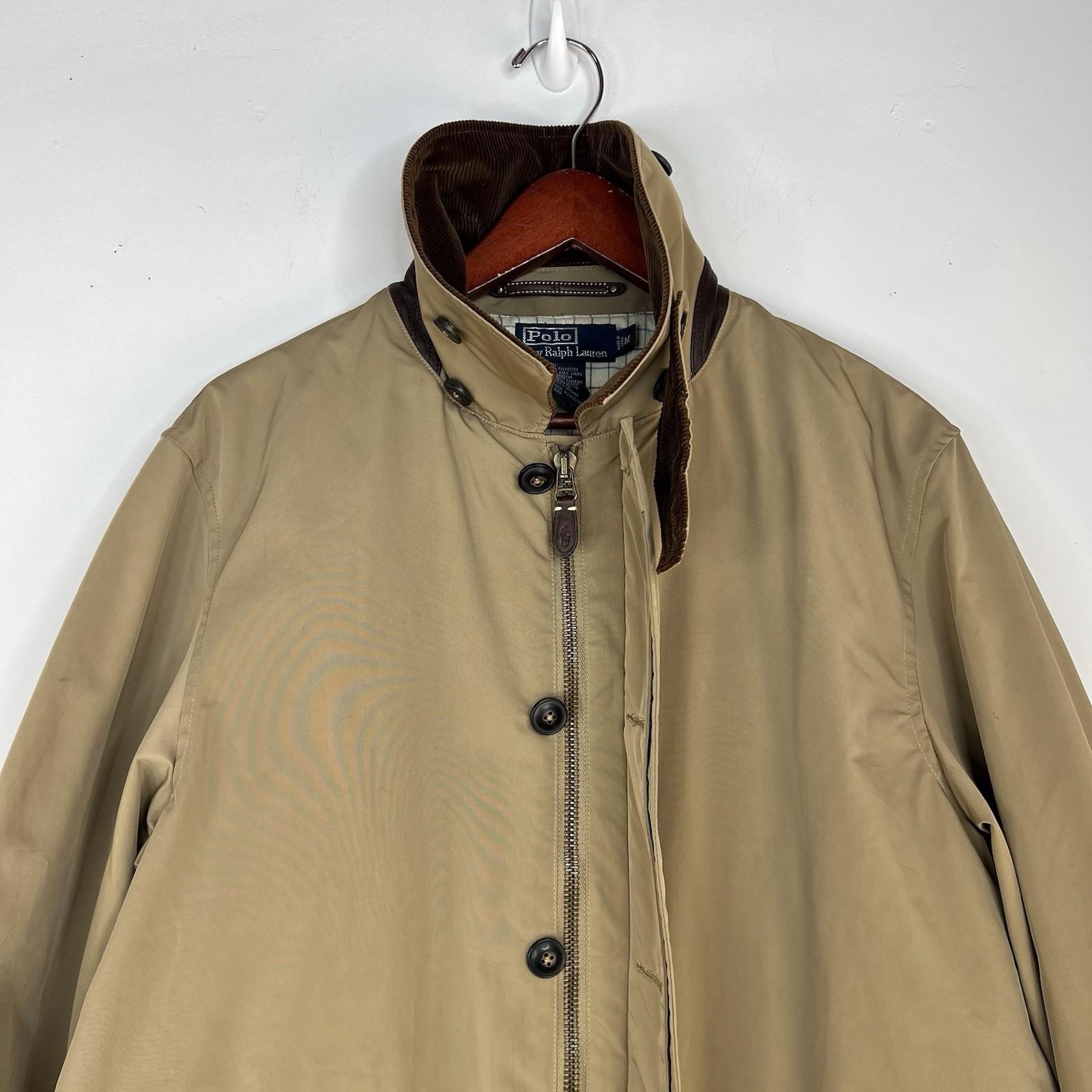 VTG Polo Ralph Lauren Jacket Trench Coat M Tan Chore Hunting Sportsman Barn