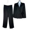 Le Suit Polyester Pant Suit 14 Black Striped Wrap Belted Business Career 2PC