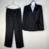 Le Suit Polyester Pant Suit 14 Black Striped Wrap Belted Business Career 2PC
