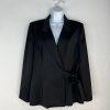 Le Suit Polyester Pant Suit 14 Black Striped Wrap Belted Business Career 2PC