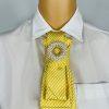 Yellow Elegant Handcrafted Necktie Necklace with a Detachable Brooch Effortlessly Chic