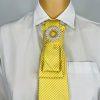 Yellow Elegant Handcrafted Necktie Necklace with a Detachable Brooch Effortlessly Chic